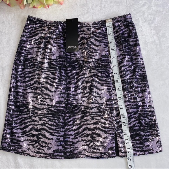 NWT Nasty Gal Zebra Sequin mini skirt Sz 4 - Picture 3 of 3
